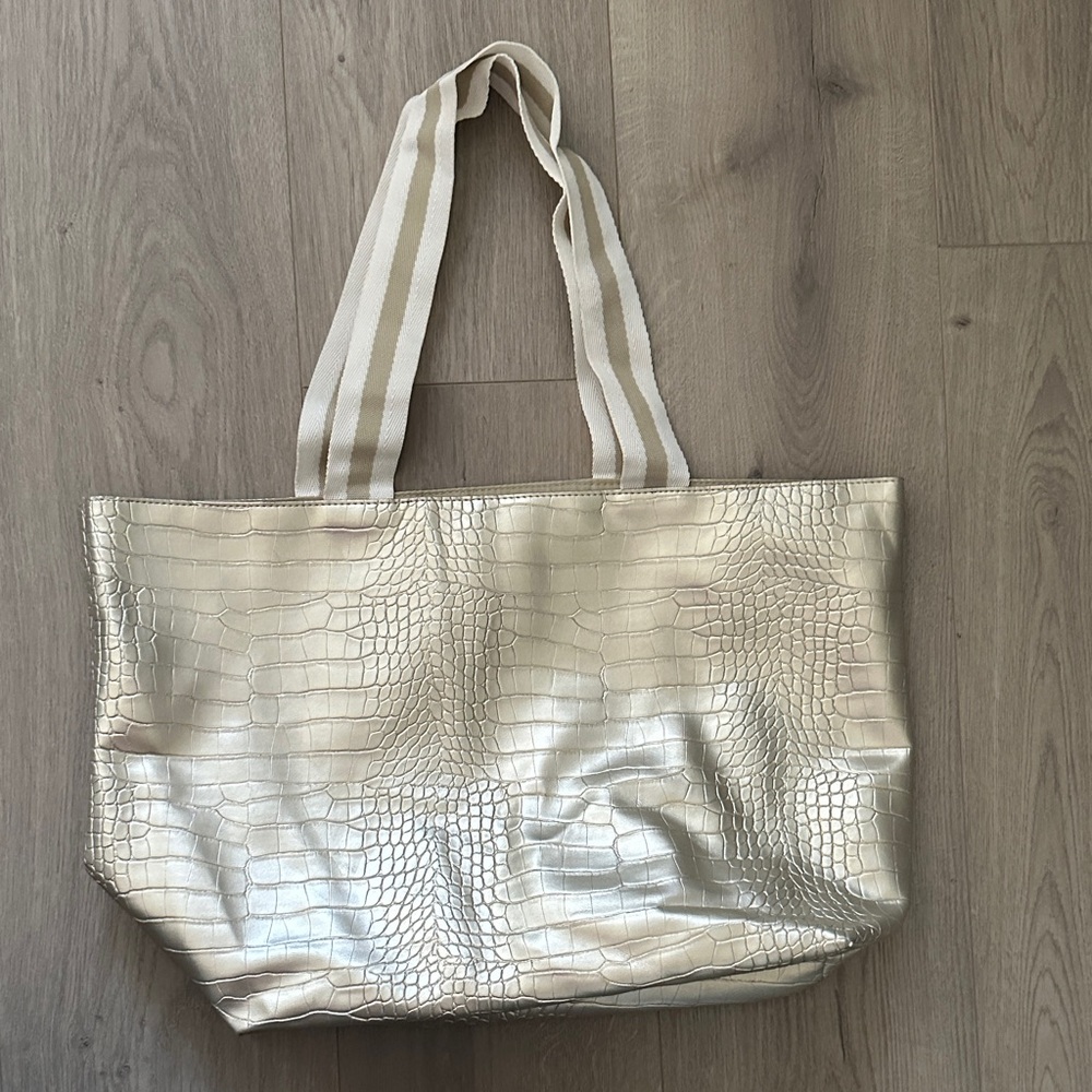 Saks Fifth Avenue Elegant Gold Tote Bag
